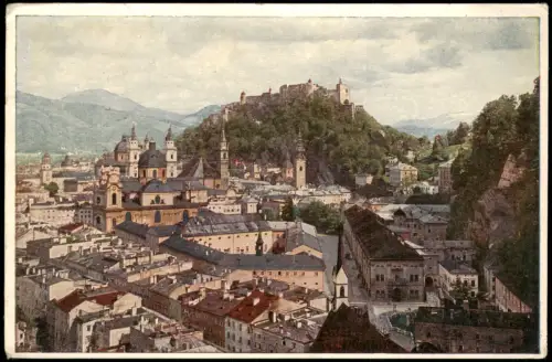 Ansichtskarte Salzburg Künstlerkarte Stadtpartie 1953
