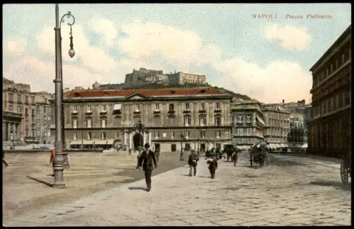 Cartolina Neapel Napoli Piazza Plebiscite 1911