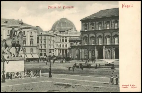 Cartolina Neapel Napoli Piazza del Plebiscito Denkmal 1915