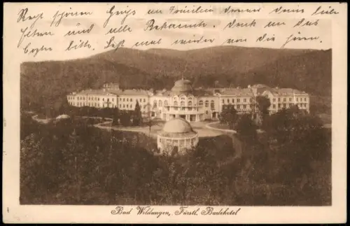 Ansichtskarte Bad Wildungen Panorama-Ansicht mit fürstlichem Badehotel 1922
