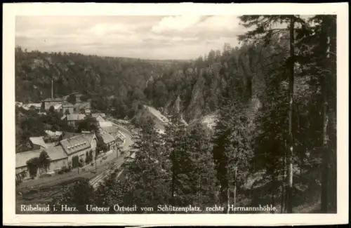 Rübeland Unterer Ortsteil vom Schützenplatz, rechts Hermannshöhle 1930