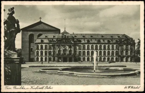 Ansichtskarte Trier Basilika, u. Kurfürstl. Palais 1930