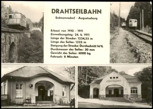 Erdmannsdorf-Augustusburg Erzgebirge DRAHTSEILBAHN Erdmannsdorf 1966