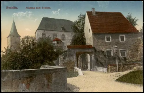 Ansichtskarte Rochlitz Aufgang zum Schloss. 1916
