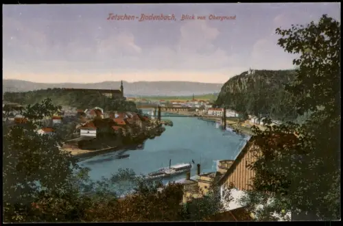 Postcard Tetschen-Bodenbach Decín Blick vom Obergrund 1914