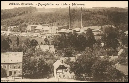 Waldheim (Sachsen) Rauschental - Papierfabriken von Kübler u. Niethammer 1917