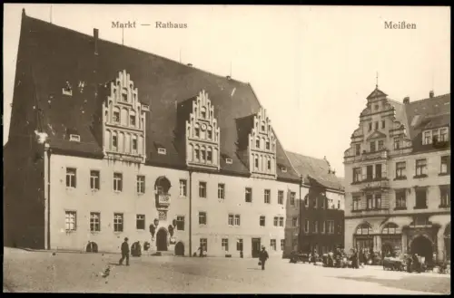 Ansichtskarte Meißen Marktplatz - Rathaus 1917
