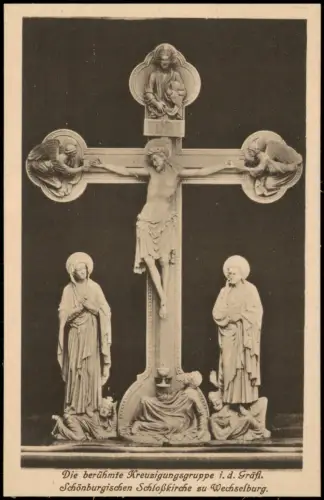 Ansichtskarte Wechselburg Schlosskirche Kreuzigungsgruppe 1919