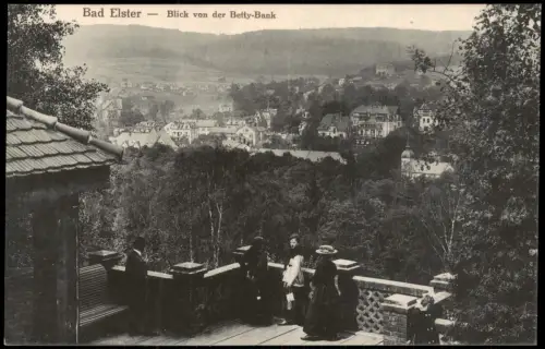 Ansichtskarte Bad Elster Blick von der Betty-Bank, feine Damen 1917
