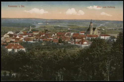 Ansichtskarte Kamenz Kamjenc Blick vom Hutberg auf die Stadt 1917