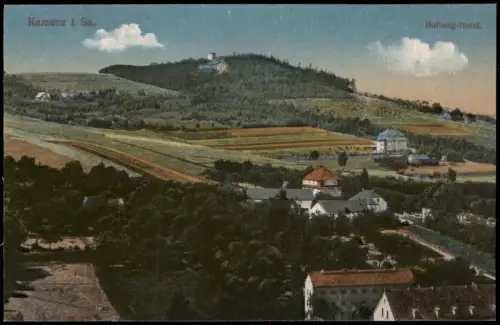 Ansichtskarte Kamenz Kamjenc Blick auf dem Hutberg, Stadthäuser 1917