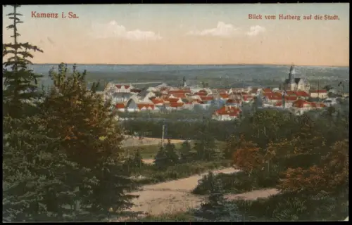 Ansichtskarte Kamenz Kamjenc Blick vom Hutberg auf die Stadt. 1917