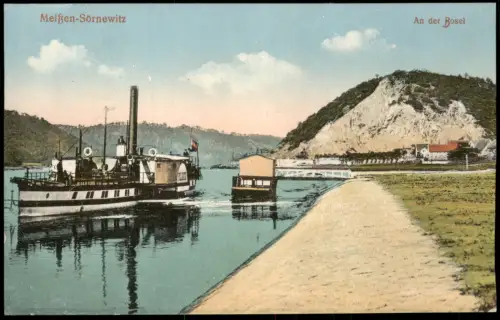 Ansichtskarte Schöna-Coswig (Sachsen) Elbdampfer, an der Posel 1918