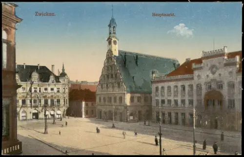 Ansichtskarte Zwickau Hauptmarkt 1916