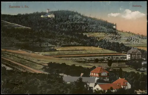 Kamenz Kamjenc Blick auf den Hutberg Ansichtskarte Oberlausitz 1935
