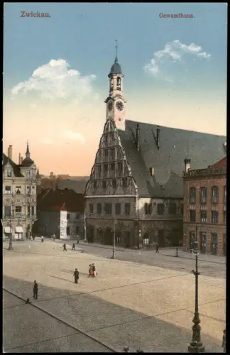 Ansichtskarte Zwickau Gewandhaus Geschäfte 1916