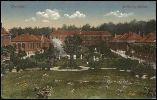 Ansichtskarte Chemnitz Kgl. Garnisonilazarett. 1916