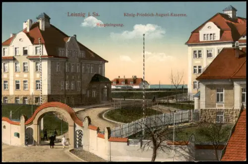 Ansichtskarte Leisnig Friedrich-August-Kaserne - Haupteingang 1915