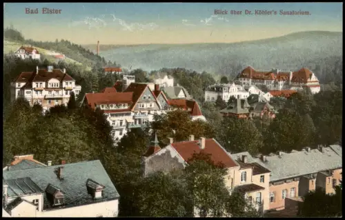 Ansichtskarte Bad Elster Blick über Dr. Köhler's Sanatorium. 1916