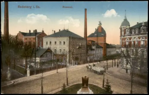 Ansichtskarte Radeberg Straßenpartie an der Brauerei 1916