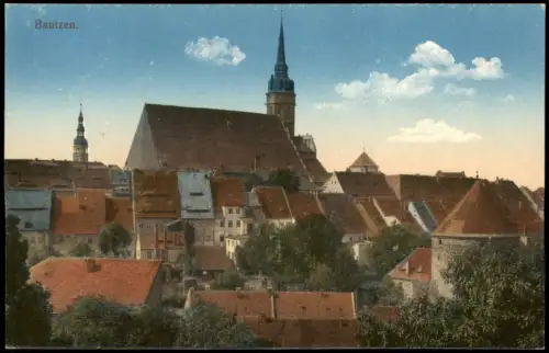 Ansichtskarte Bautzen Budyšin Blick über die Dächer der Stadt 1915