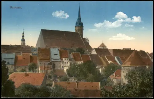 Ansichtskarte Bautzen Budyšin Blick über die Dächer der Stadt 1915