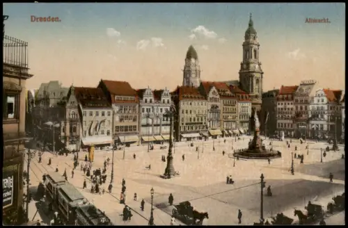 Ansichtskarte Innere Altstadt-Dresden Altmarkt Denkmal 1915
