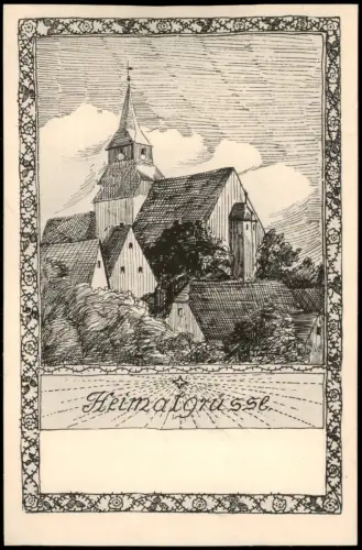 Breitenborn-Rochlitz Stadt Kirche - Künstlerkarte Post Narsdorf 1916