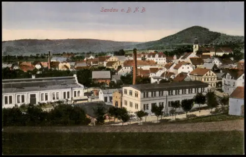 Ansichtskarte Sandau (Elbe) Fabrik am Ortsrand 1914