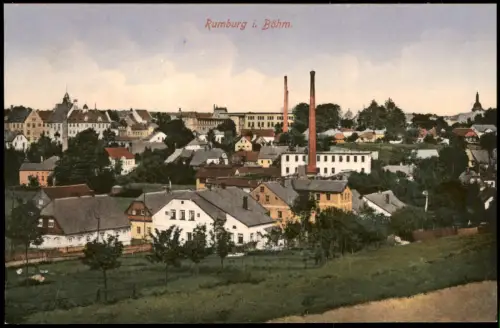 Postcard Rumburg Rumburk Stadtpartie und Fabriken 1914  Böhmen