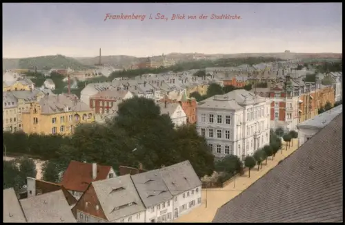 Ansichtskarte Frankenberg (Sachsen) Straßenblick von der Stadtkirche. 1914
