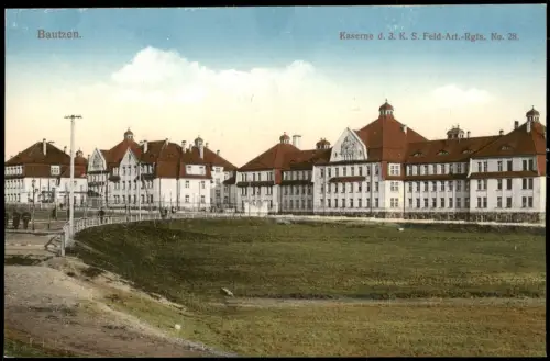 Bautzen Budyšin Kaserne d. 3. K. S. Feld-Art.-Rgts. No. 28. gel Feldpost 1916