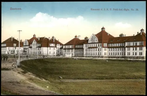 Bautzen Budyšin Kaserne d. 3. K. S. Feld-Art.-Rgts. No. 28. gel Feldpost 1916