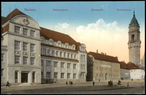 Ansichtskarte Bautzen Budyšin Stadtmuseum. Kornmarkt. Reichenturm. 1915