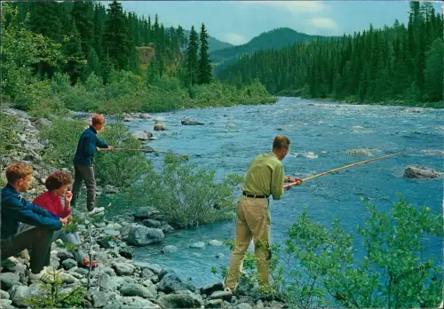 Postcard Norwegen Norge Norge Ørretfiske.Norway routfishing Angler 1985