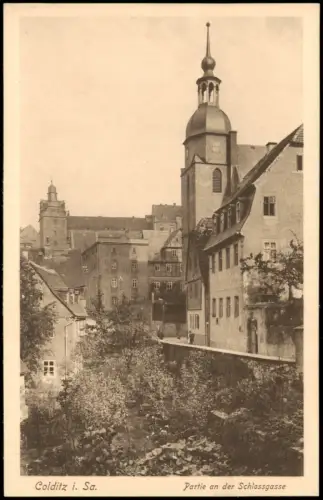 Ansichtskarte Colditz Partie an der Schlossgasse 1914