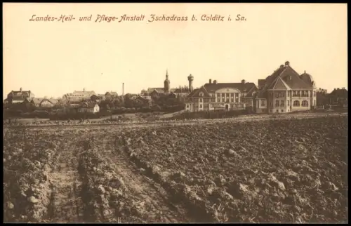 Ansichtskarte Zschadraß-Colditz Partie an der Pflegeanstalt Wasserturm 1914