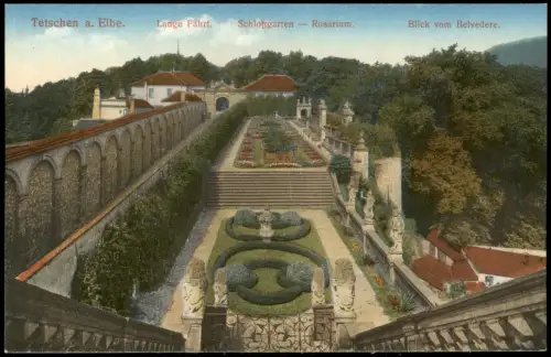 Tetschen-Bodenbach Decín Lange Fahrt. Schloßgarten Rosarium. 1914