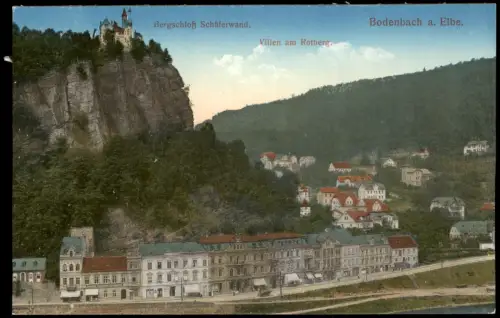 Tetschen-Bodenbach Decín Bergschloß Schäferwand. Villen am Rotberg. 1914