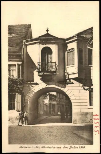 Ansichtskarte Kamenz Kamjenc Klostertor, Straßenblick 1912