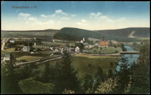 Ansichtskarte Hohenfichte-Leubsdorf (Sachsen) Stadt und Fabrik 1914