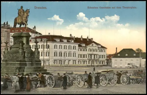 Innere Altstadt-Dresden Erbeutete Geschütze auf dem Theaterplatz. 1915