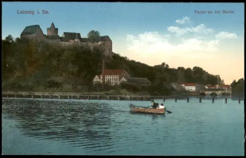 Ansichtskarte Leisnig Partie an der Mulde. 1915