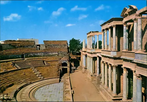 Postale Mérida Spanien Roman Theatre. Stage. 1982