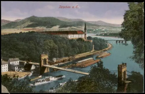 Postcard Tetschen-Bodenbach Decín Blick über die Stadt 1915