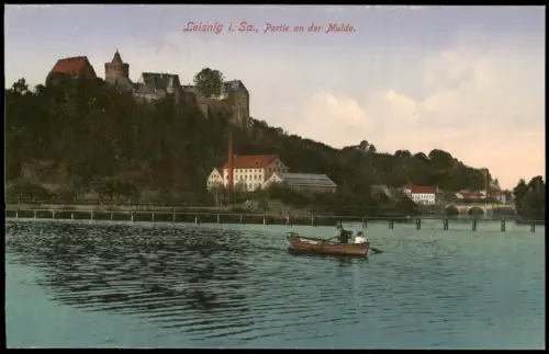 Ansichtskarte Leisnig Partie an der Mulde. 1914  gel. Feldpost