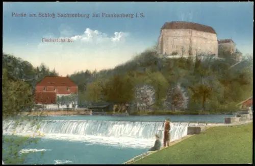 Frankenberg (Sachsen) Schloß Sachsenburg und Fischerhütte 1916