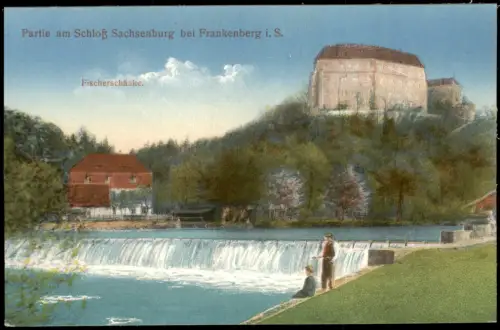 Frankenberg (Sachsen) Schloß Sachsenburg und Fischerhütte 1916