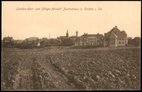 Ansichtskarte Zschadraß-Colditz Partie an der Pflegeanstalt Wasserturm 1914