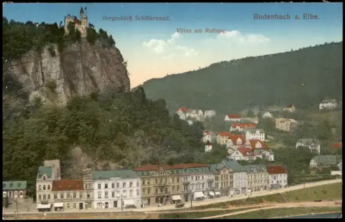 Tetschen-Bodenbach Decín Bergschloß Schäferwand. Villen am Rotberg. 1914